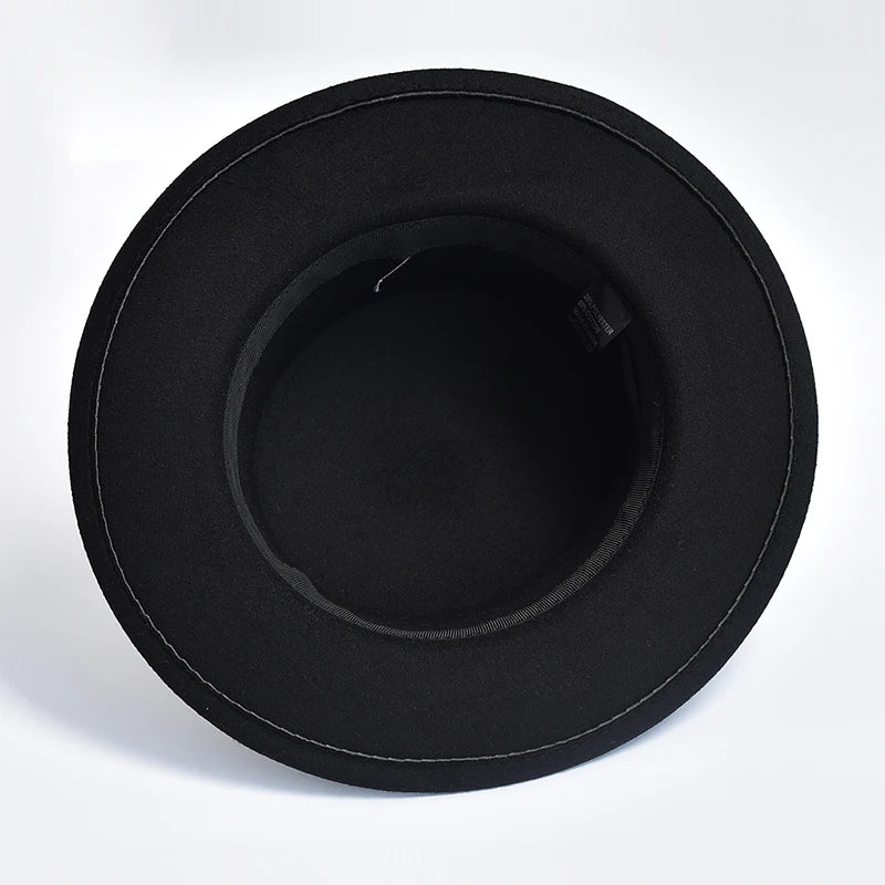 New Metal R Letter Fedora Hat for Women Fashionable Winter Flat Top Wedding Church Bowler Cap Females Elegant Holidays Hat