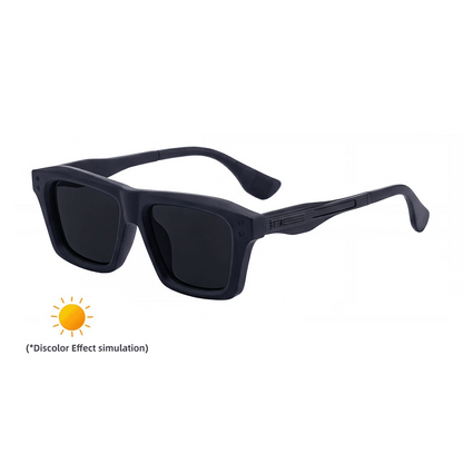 2026 New European and American Fashion Square Frame Photochromic Sunglasses for Men, Retro and Unique Outdoor Driving Sunglasses