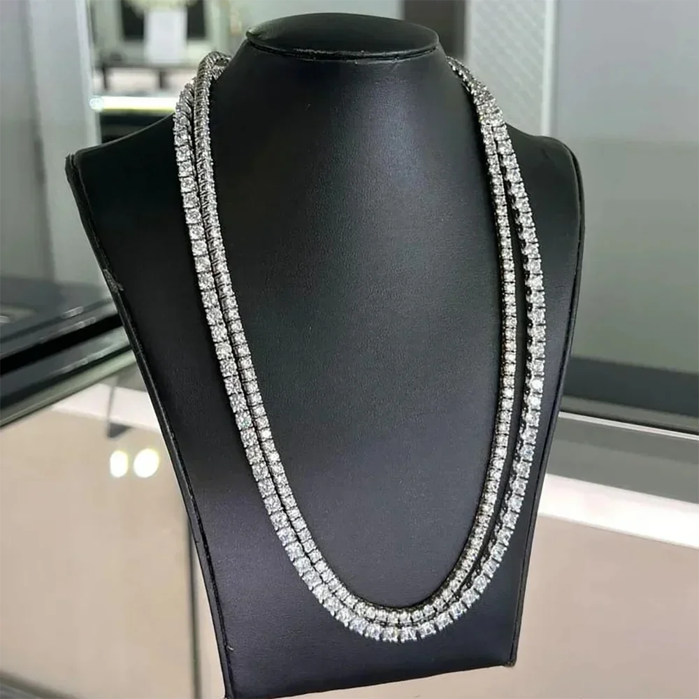 Certified Full Moissanite Tennis Necklaces Bracelets For Women Men 100% S925 Silver 3/4/5/6.5mm Lab Diamond Riviera Necklace