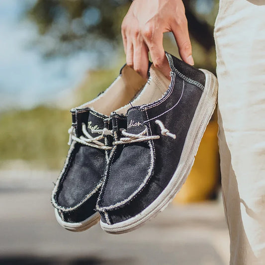 Summer Men's Canvas Shoes Denim Sneakers Men's Canvas Shoes Breathable Moccasins Vulcanized Shoes Men's Sneakers Shoes Plus Size