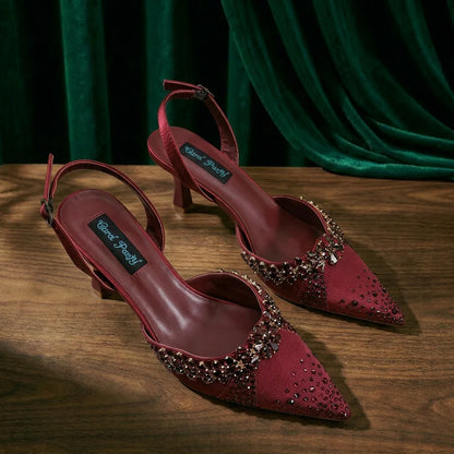 2026 Italian Inspired Gold Rhinestone HAND CRAFTED UPPER Pointed Toe Women High Heels Shoes and Bag Set Elegant Party Shoes