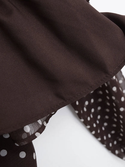 Women 2026 Trend Polka Dot Print Blouse Bow Scarf Collar Long Sleeve Shirt Female Fashion High Street Lady Chic Thin Tops
