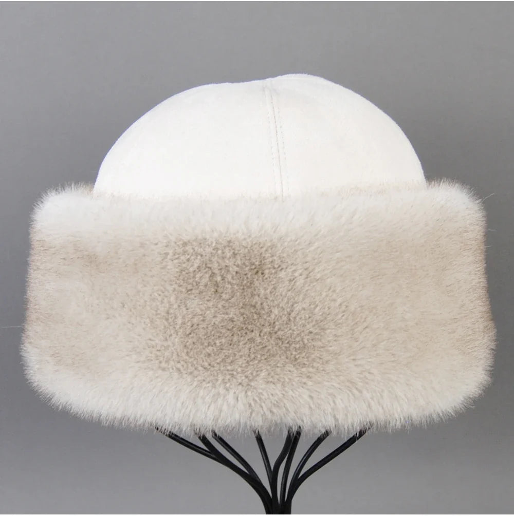 Hot Sale Faux Mink Fur Hat Winter Genuine Baseball Cap Russia Fashion Elegant Lady Warm Faux Fur Ball Straw Hat
