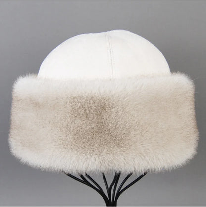 Hot Sale Faux Mink Fur Hat Winter Genuine Baseball Cap Russia Fashion Elegant Lady Warm Faux Fur Ball Straw Hat