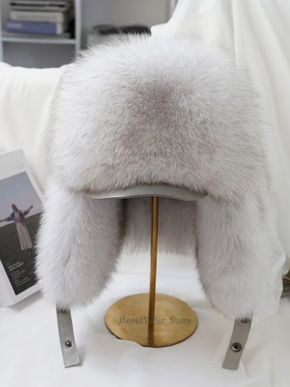 2026 Cap 100% Raccoon Dog Full Fur Fox Fur Hat Men's Fur Ear Protection Winter Thickened and Warm Russian Hat Men's Trend