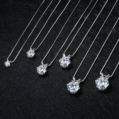 Certified Multi-size Round Moissanite Solitaire Pendant Necklaces 925 Sterling Silver Necklace For Women Jewellry Gifts