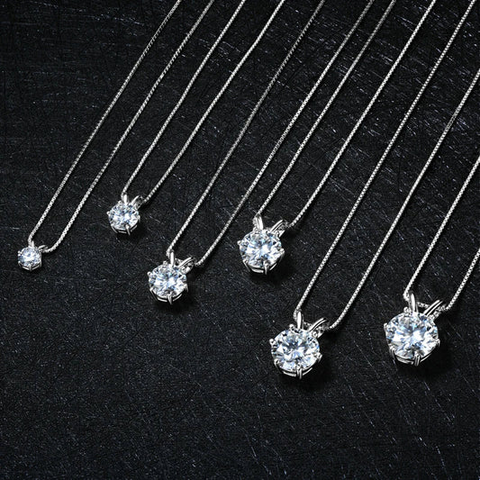 Certified 0.5-5ct Moissanite Pendant Necklaces S925 Sterling Silver Solitaire Necklace Chains For Women Jewellry Gifts
