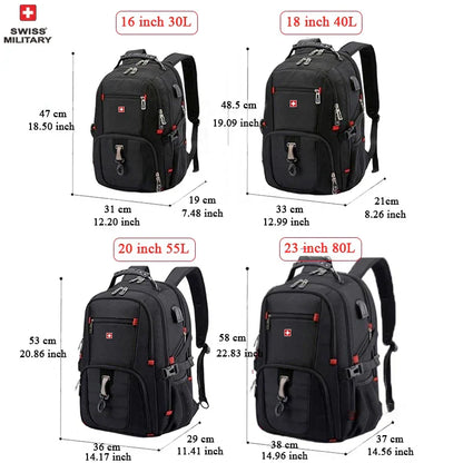 Laptop Backpack Waterproof USB Charge Port Swiss-style Multifunctional Rucksack Schoolbag Mochila Hiking Travel bag