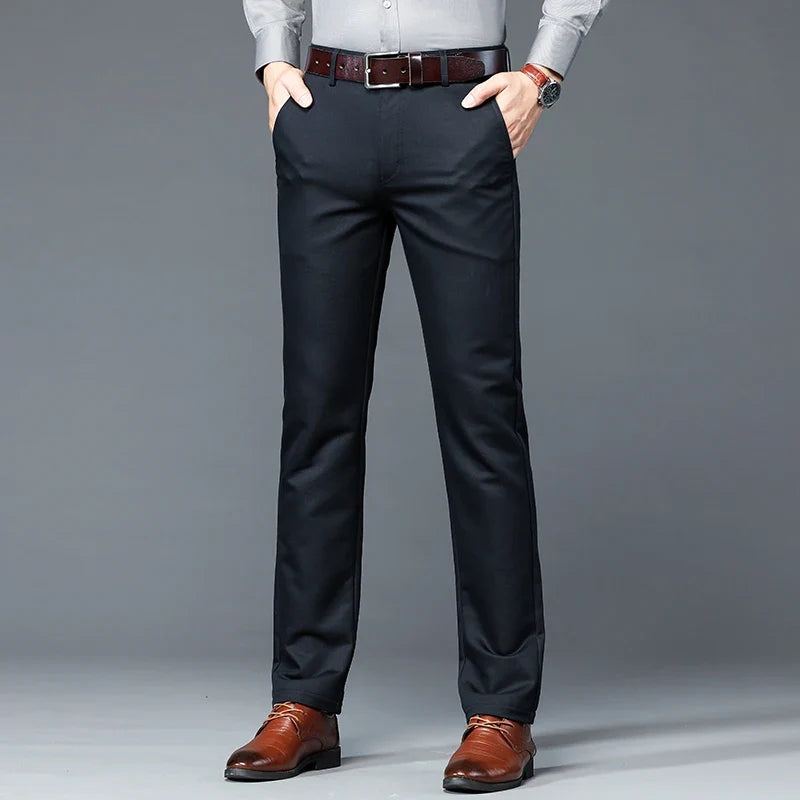 6 Colors Male Autumn Winter Casual Pants Chic Straight Formal Office Luxury Trousers Fashion Elastic Men Business Suit Pants