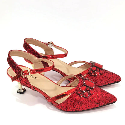 2022 Nigerian Fashionable Silver Color Peep Toe Shoes Matching Bag Set For Royal Ladies Wedding Party Sandal