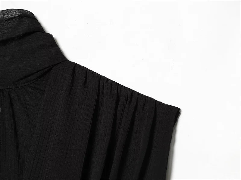 Women's Top 2026 New Spring Summer Fashion Black Sleeveless Pleated Top for Women Casaul Chic Women Top