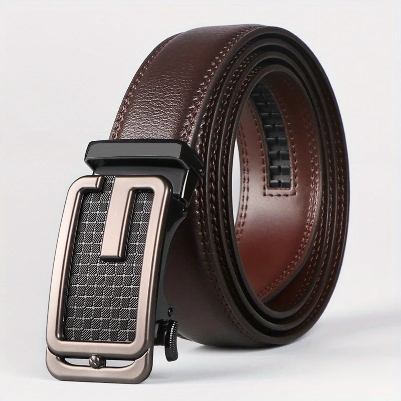 Versatile Men's Leather Belt With Micro Adjustable Feature, Ideal For Dressing Up Any Outfit, Great Gift Option For Any Occasion