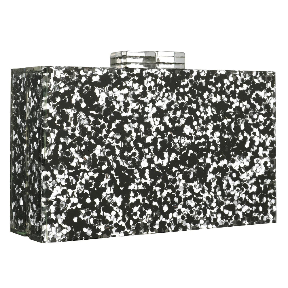 Women Handbags Evening Banquet Party Clutch Bag Rectangle Multicolor Geometric Trend Designed Acrylic Bags Chain Crossbody Bag