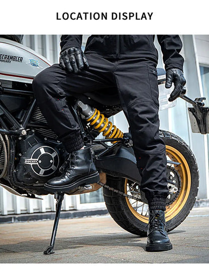 New Black Motorcycle Pants Riding Men Equipemt Summer Breathable Trousers With CE Protection Armor Wearing Gears Accessories
