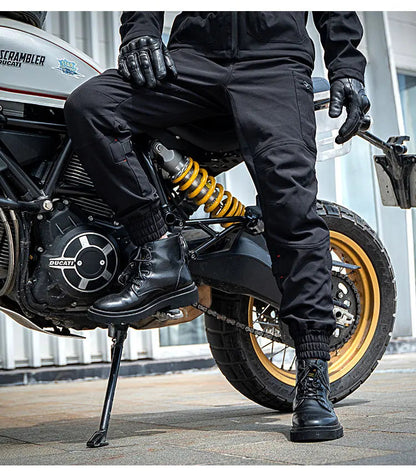Men's Motorcycle Pants Winter Plus Fluff Warm Windproof Splash-proof Water Riding Trousers With CE Protective Accessories