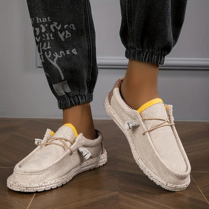 Men's Shoes Canvas Loafers Comfortable Breathable Men's Casual Shoes Driving Shoes Vulcanized Shoes Flat Shoes Men Walking Shoes