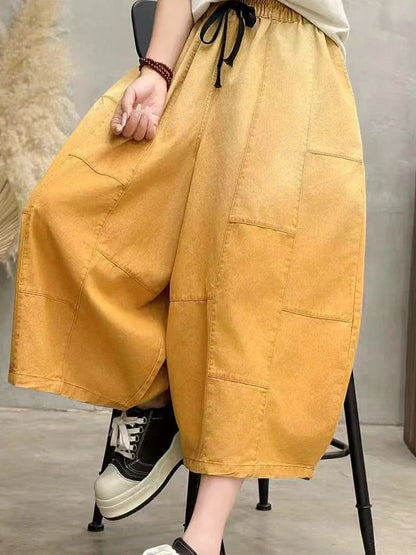 Women Summer Fashion Big Size Denim Pants 2025 Females Vintage Classic Loose Harem Trousers Elastic Waist Casual Jeans