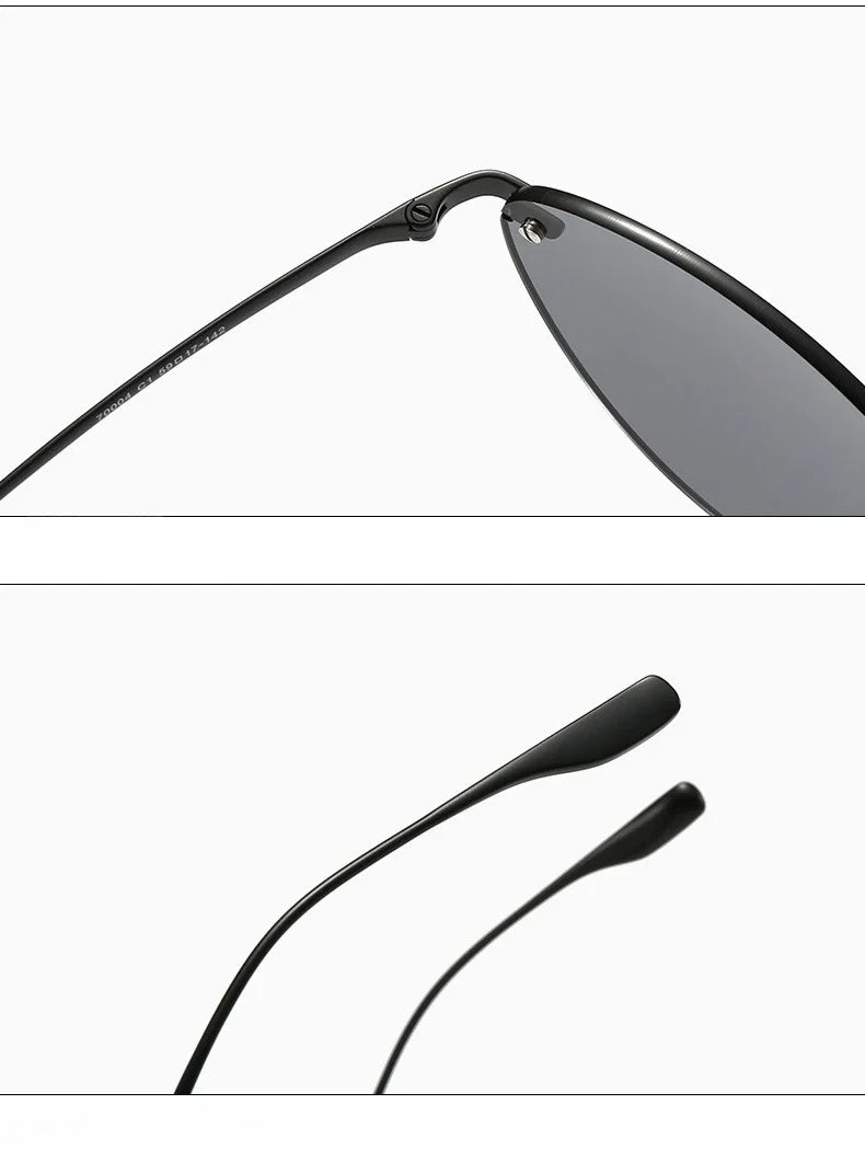 Frameless Cat Eye Sunglasses Fashion New Irregular Sun Glasses Titanium Men Driving Glasses Women Outdoor UV Resistant Eyewear