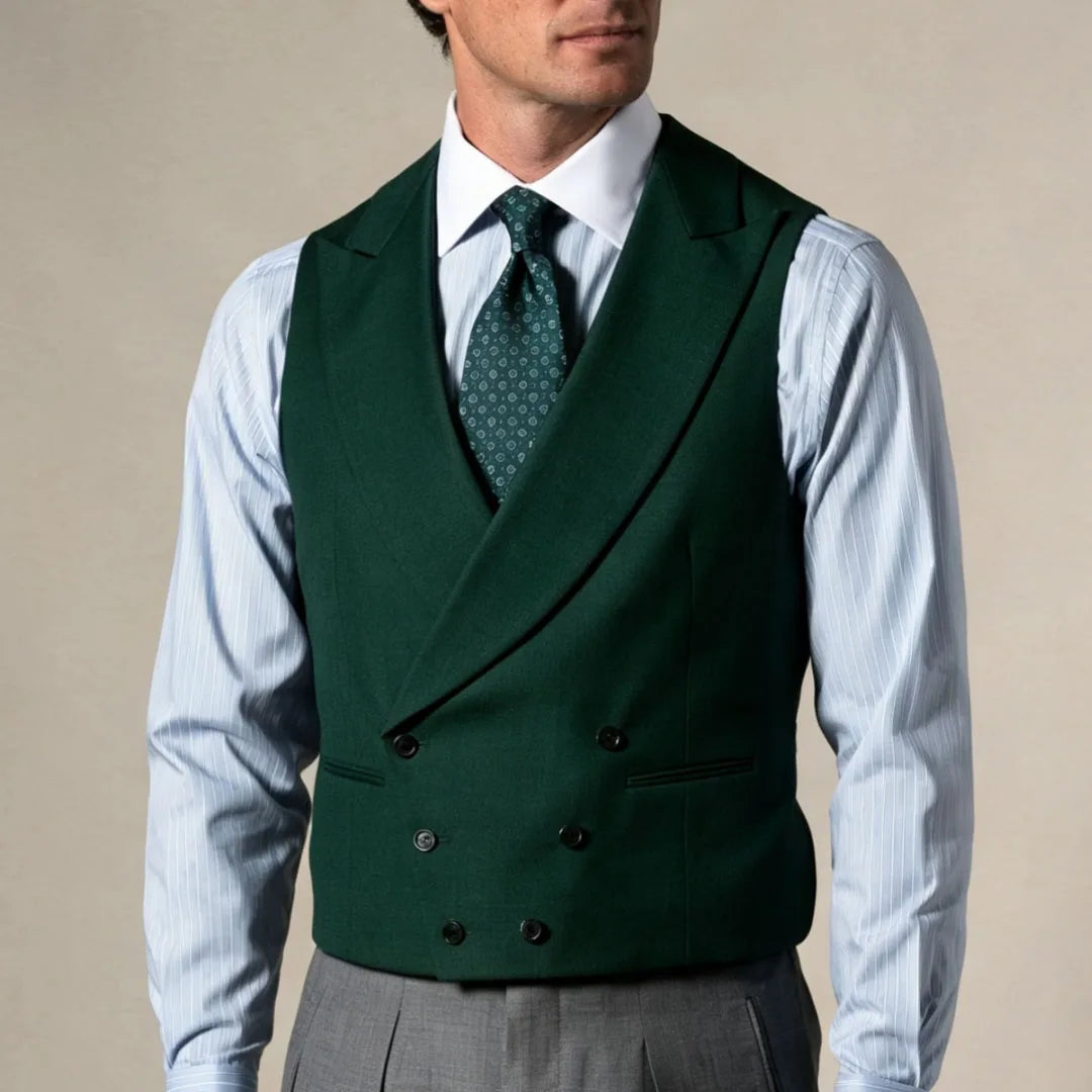 Men Vest Gray Double Breasted With Lapel Solid Waistcoat For Wedding Banquet Business Work Office Casual Daily Men Suit Vest