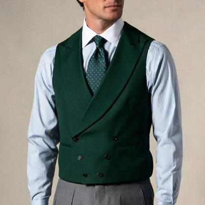 Men Vest Gray Double Breasted With Lapel Solid Waistcoat For Wedding Banquet Business Work Office Casual Daily Men Suit Vest