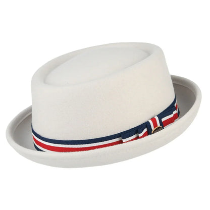 100% Wool Pork Pie Fedora Hat for Women Men Autumn Winter Felt Curved Brim Porkpie Hat