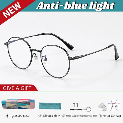 High Quality Round Ultra-light ALL Titanium Eyeglass Frames Women Myopia  Prescription Eyewear Reading Glasses 30821