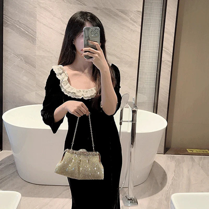 Luxury Rhinestone Evening Clutch Bag Wedding Bride Handbag Shiny Design Party Banquet Lady Portable Purse Sling Shoulder Bags