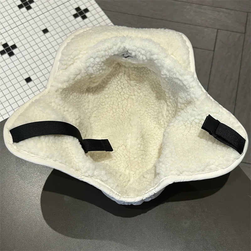 Velvet Lei Feng Hat Unisex Winter Thickened Velvet Lamb Wool Warm Ear Protection Hat Outdoor Ski Cycling Pilot Hats Russian Hats