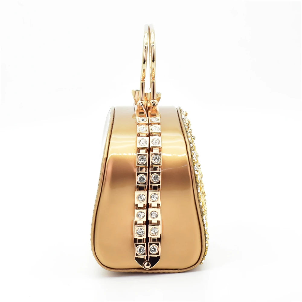 Italian Shoes and Bags Matching Set Decorated with Rhinestone Shoe and Matching Bag for Nigeria Party Wedges Shoes for Women