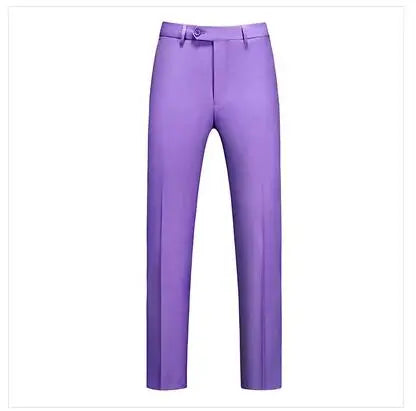 New Men Solid Colour Formal Suit Pants Black / Red / Royal Blue Homme Wedding Office Social Slim Fit Trousers