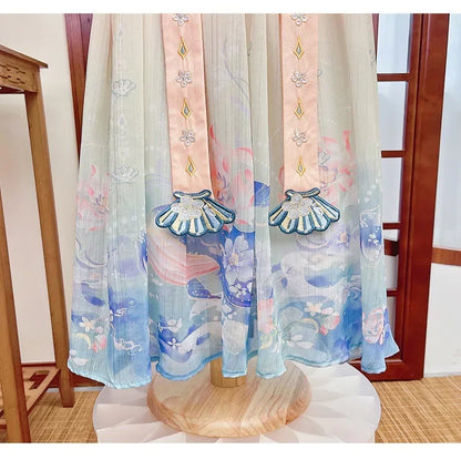 Summer Party Costume Girl Dresses Vintage Kids Clothes Vestido Casual Baby Chinese Hanfu Cosplay Children Princess Girls Dress