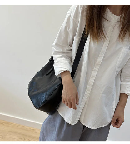 Simple Genuine Leather Women's Shoulder Bags 2026 New Nature Soft Cowhide Solid Color Versatile Crossbody Bags