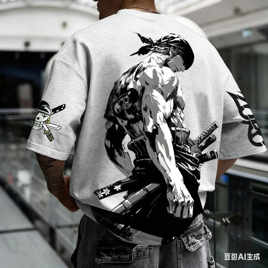 Anime Zoro ONE PIECE Harajuku Men Super Saiyan Vintage Summer T-shirt Loose Women Streetwear Casual Short-sleeved T Shirt Top