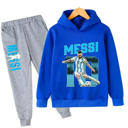 Autumn Football Star Messi 3-12Y Children Hoodies Sets Pants Suit 2 Pcs Sets Kids Boy Girl Clothing Casual Fashion Tracksuits