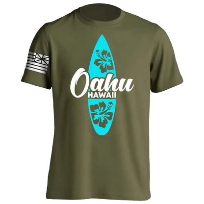 Men's Cotton Shirt OAHU HAWAII SURFING Distressed TShirt Unisex Surf Board Beach Tee Tops Summer Fashion Casual Short Sleeves