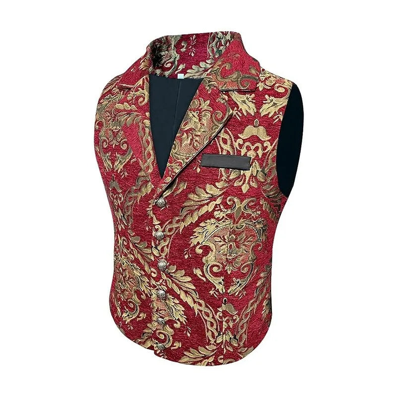 Four Seasons Men Suit Vest Contrast Color Printed Male Vest Slim Single-breasted Sleeveless Versatile Man Waistcoat