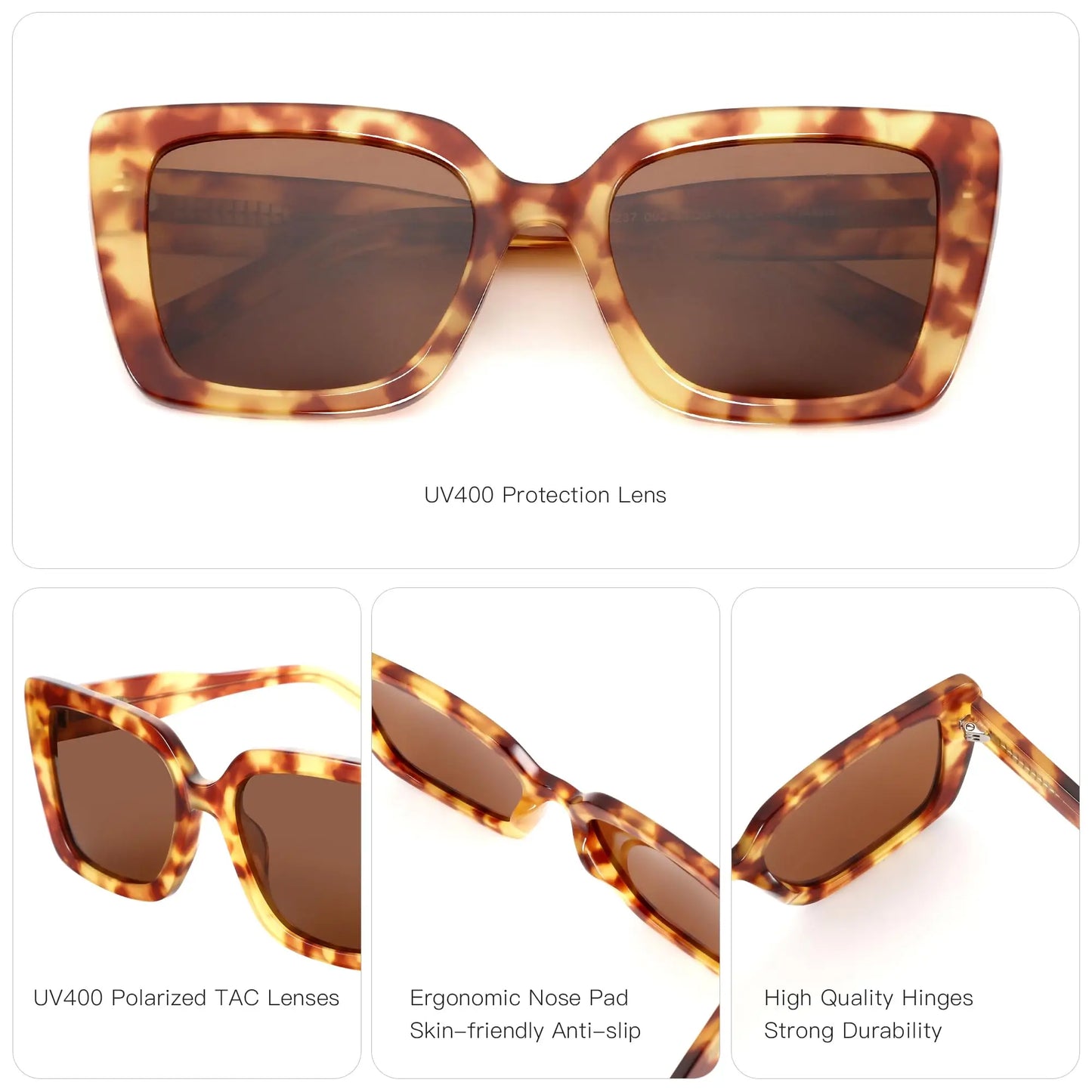 Fashion Butterfly Polarized Sunglasses Women Thick Frame UV400 Protection Acetate Sun Glasses for Ladies Shopping Gift