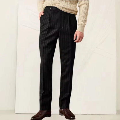 New Men's Pants Suit Haute Couture Trousers Grey Striped Slim Fit Business Formal Casual Suit Groom's Dress Pants Office Banquet