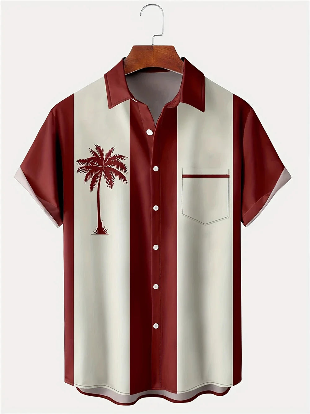 Hawaiian Shirt Man 3D Coconut Tree Gradient Pattern Casual Shirt Harajuku Fashion Oversized Top Funny Print Pink Men's Clothing