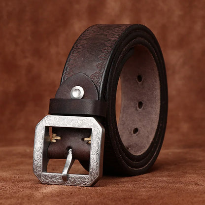 3.8CM Pure Cowhide High Quality Genuine Leather Belts for Men Strap Male Stainless Steel Buckle Jeans Thickening Cowboy Cintos