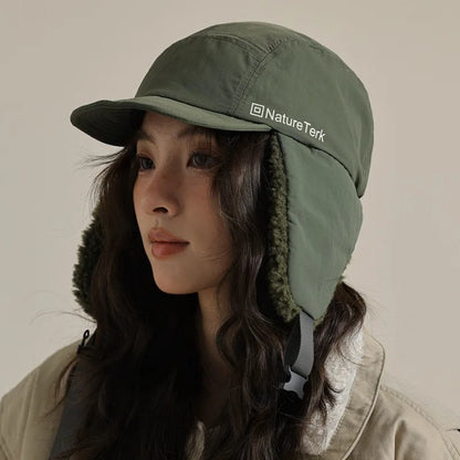 High Quality Unisex Winter Letter Printed Lei Feng Cap Fleece Lined Warm Outdoor Skiing Flight Hat Ear Protection Russian Hat