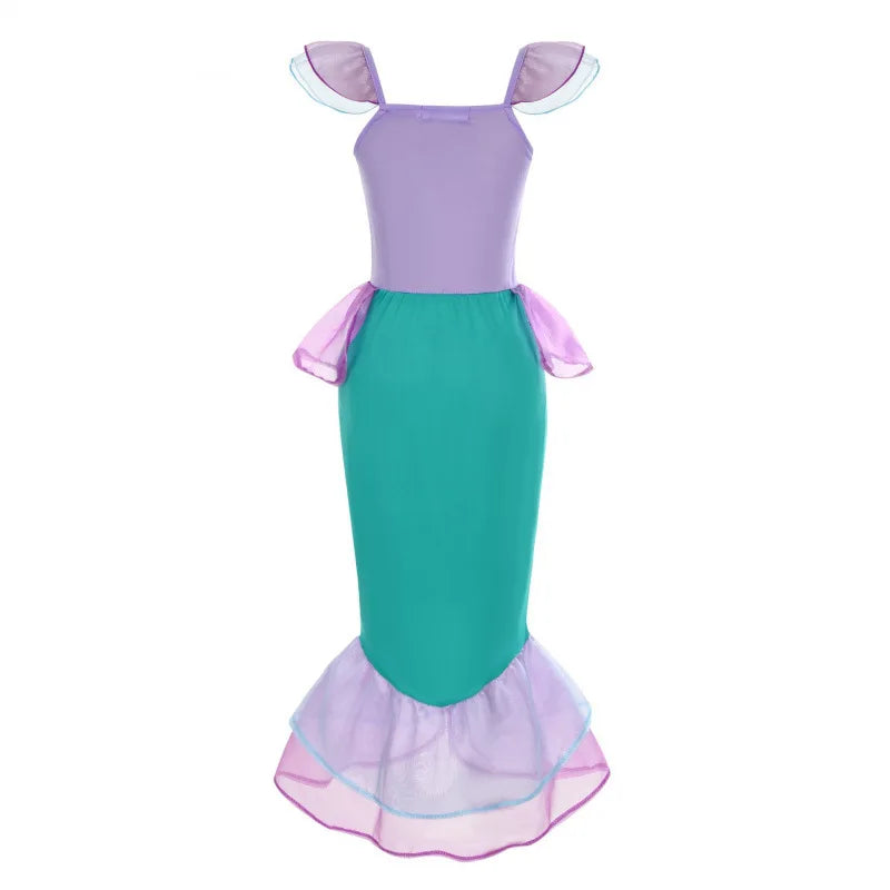 Kid Purple Mermaid Dress Princess Costume Perform Clothes Baby Girl Birthday Party Christmas Cosplay Dress Suit for Girls