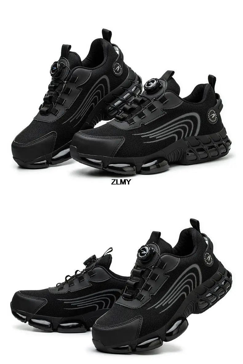 Rotary Button Safety Shoes Men Steel Toe Sneakers Puncture Proof Work Safety Boots Air Cushion Sport Work Shoes Anti-smash Boots