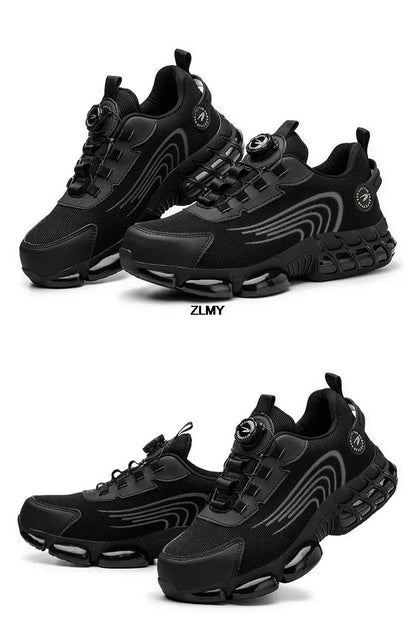 Rotary Button Safety Shoes Men Steel Toe Sneakers Puncture Proof Work Safety Boots Air Cushion Sport Work Shoes Anti-smash Boots
