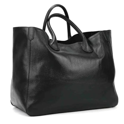 Roomy Women Bag Genuine Leather Handbag Luxury Cowhide Casual Tote Thick Real Natural Leather Bucket Shopper Daily Bag Big Purse