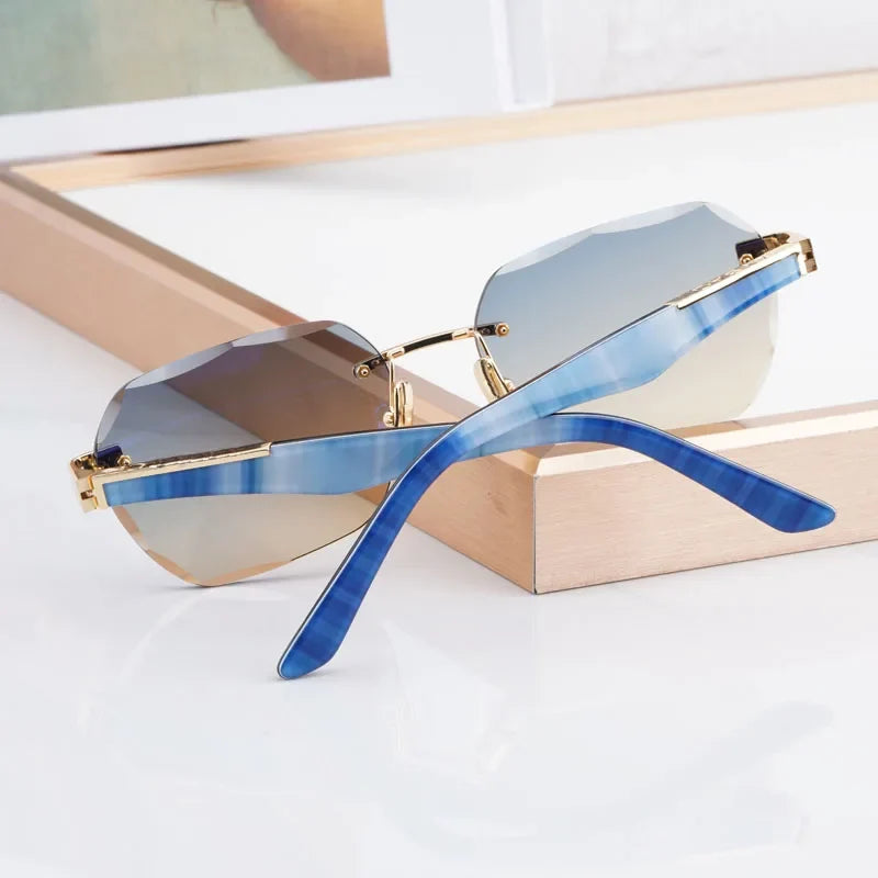 Rimless Luxury Sunglasses Gradient Square Handmade Germany Top Quality Designer Fashion Trendy UV400 Men Women Gafas