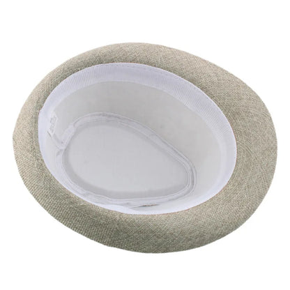 Middle Aged Linen Curled Jazz Hat Summer British Retro Top Hat Outdoor Plain Solid Linen Sun Visor Hat Party Fedoras Cap