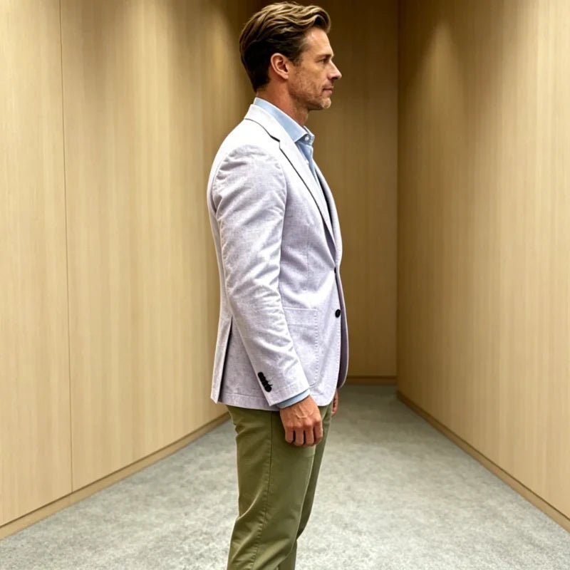 Men's Cotton Blazer Notch Lapel 2 Button Slim Fit Suit Jacket Lightweight Breathable Business Casual Daily Sport Coat for Spring