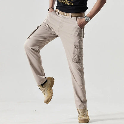 Autumn Work Pants Men Multi-pockets Cargo Trousers Casual Wear-resistant Workwear Spring Straight Pant Outdoor Hiking Trousers