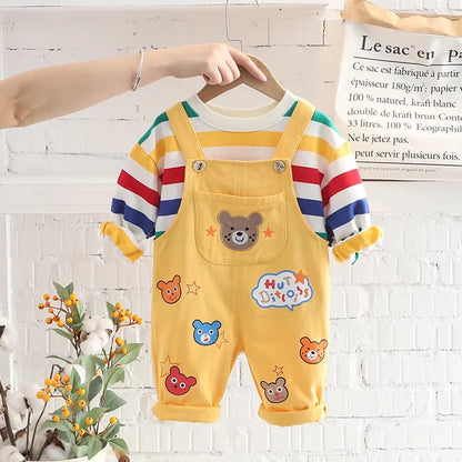 New Spring Autumn Baby Boys Clothes Suit Children Girls Fashion T-Shirt Overalls 2Pcs/Set Toddler Casual Costume Kids Tracksuits